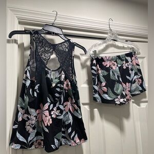 Floral Lace Trim Sleepwear Set